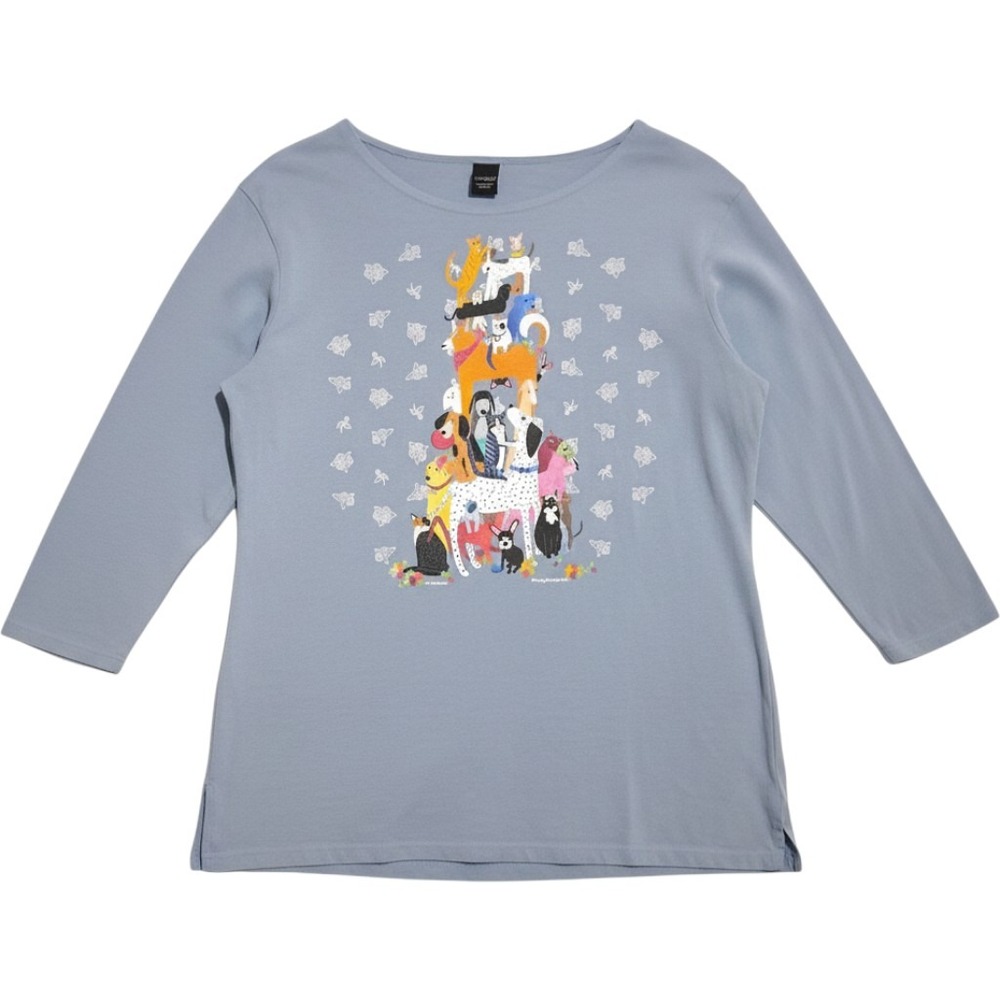 Civil Discourse ¾ Sleeve Graphic Top Sabaku Artwear Womens size Medium Cats Dogs